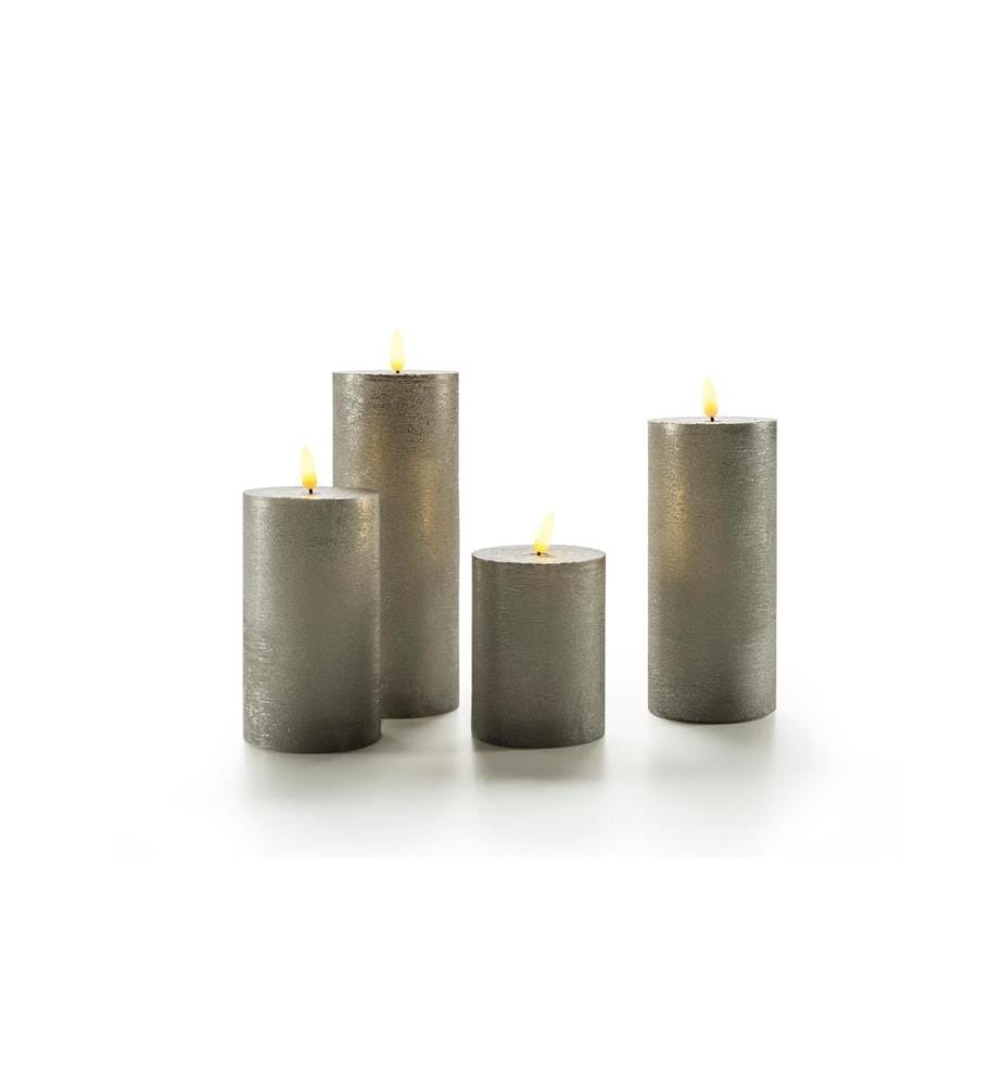 Set de bougies LED Flat, Ø 7.5x10/13.5/17/20 cm, Gris