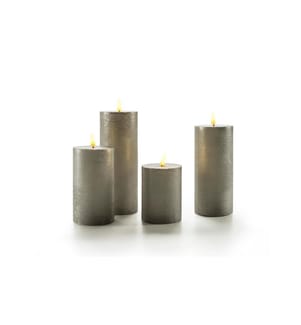 LED-Kerzen Set Flat, Ø 7.5x10/13.5/17/20 cm, Grau