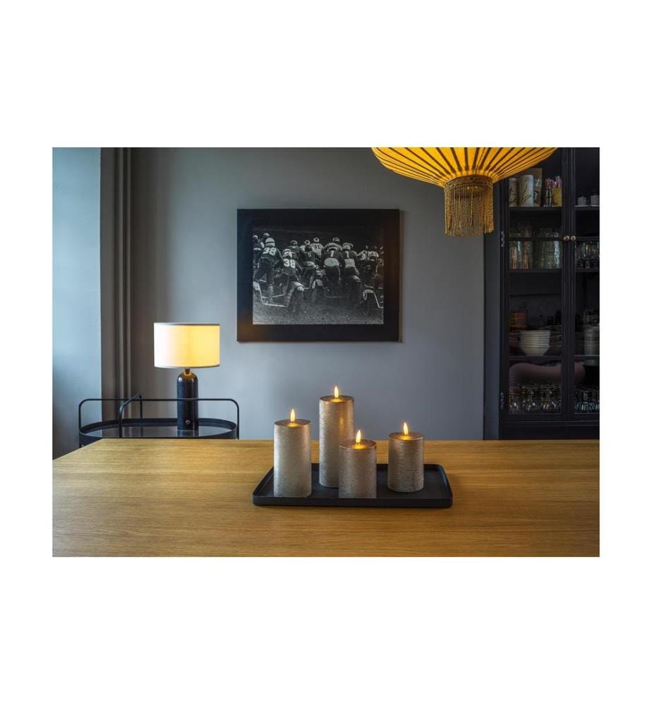 Set de bougies LED Flat, Ø 7.5x10/13.5/17/20 cm, Gris