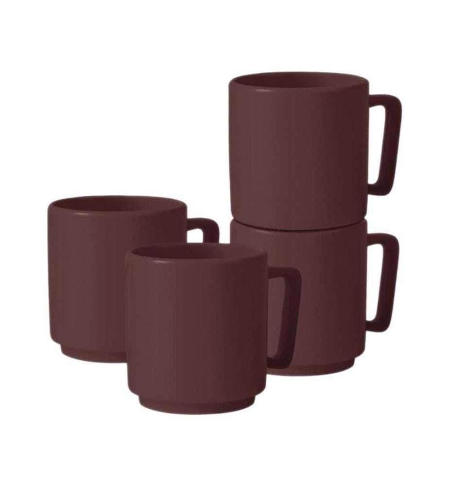 Set di 4 tazze da 300 ml, Collezione Leonardo - Bordeaux opaco