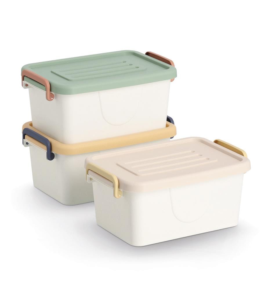 Aufbewahrungsboxen-Set, 3 tlg., Kunststoff, weiss/