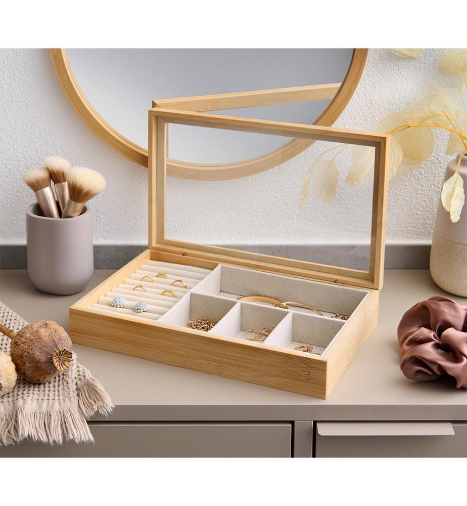 Schmuckkästchen, Bambus/MDF/Glas