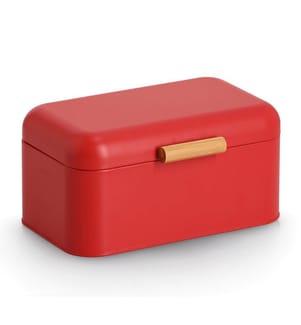 Brotkasten, Metall/Bambus, rot