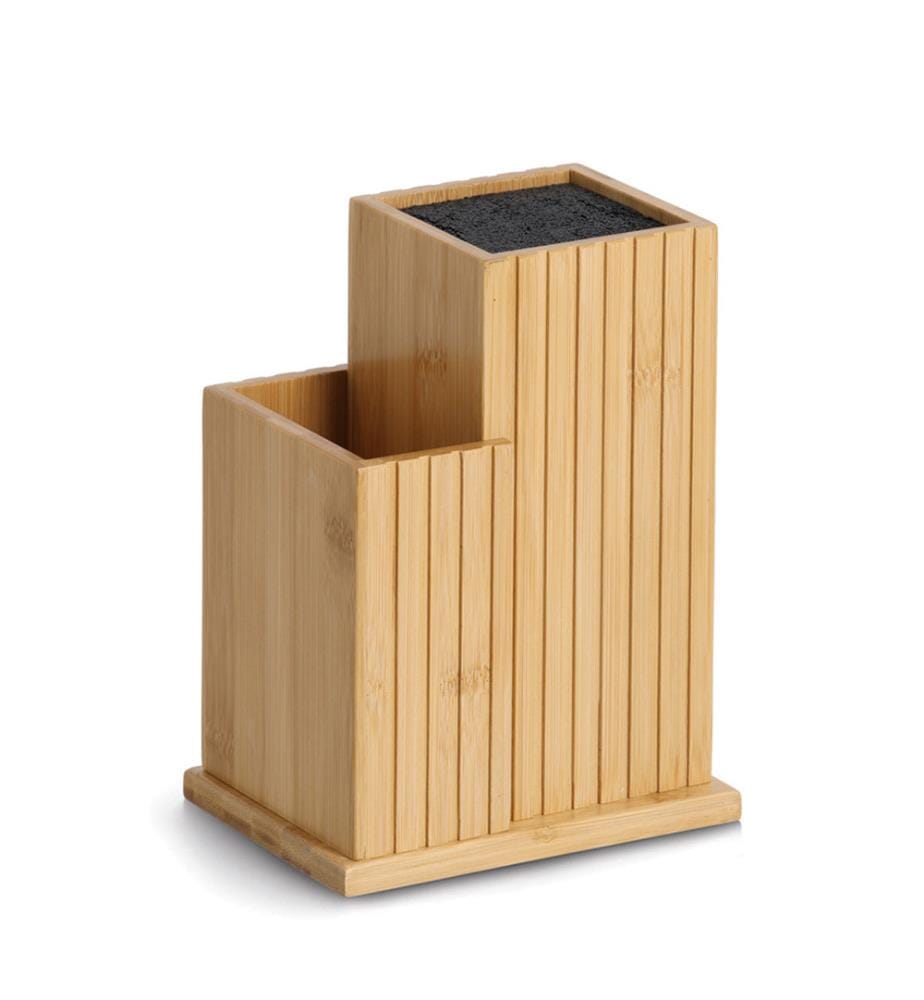 Ceppo di coltelli con portautensili, bambù/plastica