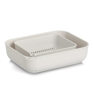 Set de tamis, 2 pcs., plastique, crème