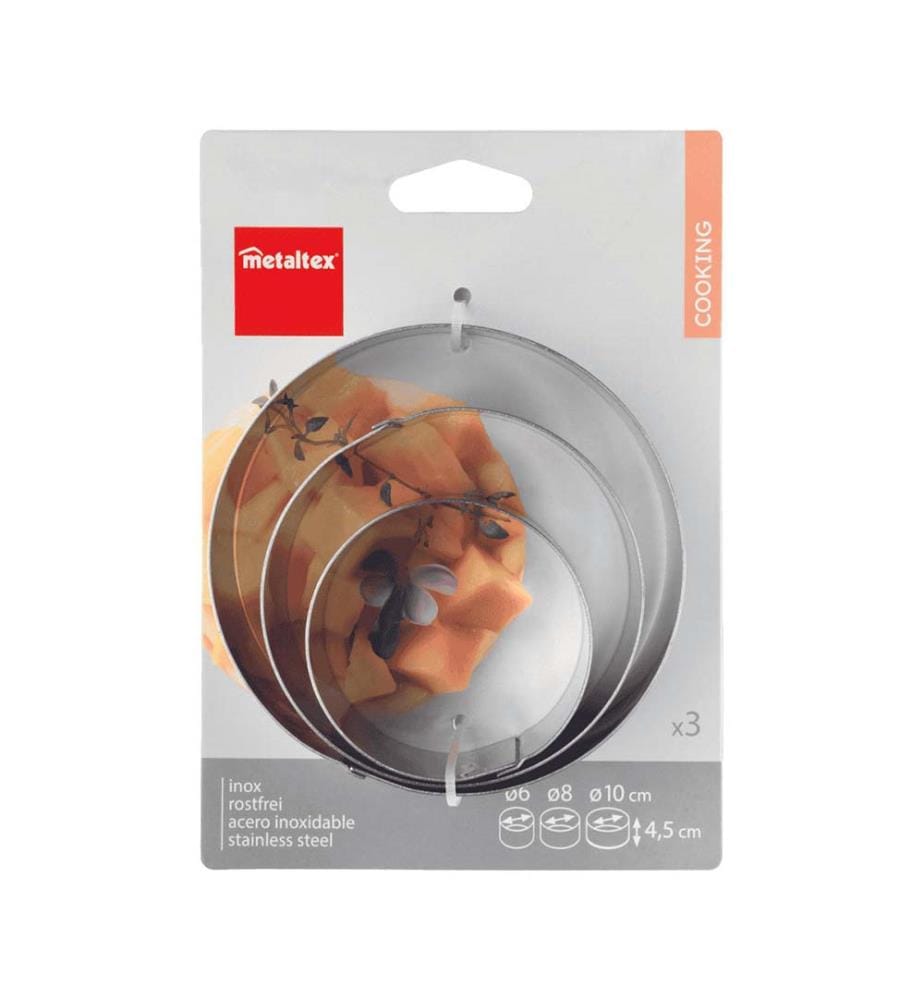 Lot de 3 anneaux de cuisson inox