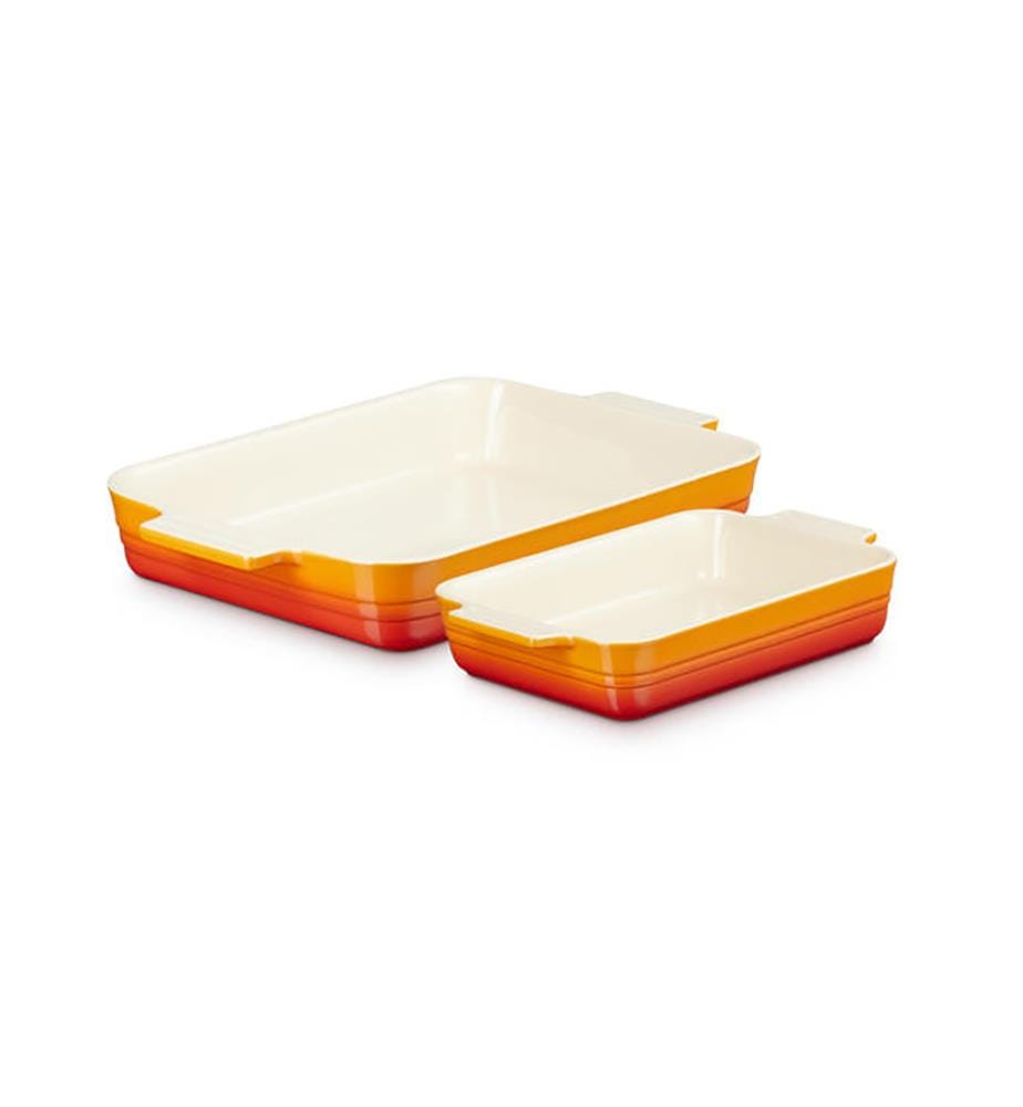 Set de 2 plats Rectangulaires Classique en Céramique 25/32 cm - Rouge