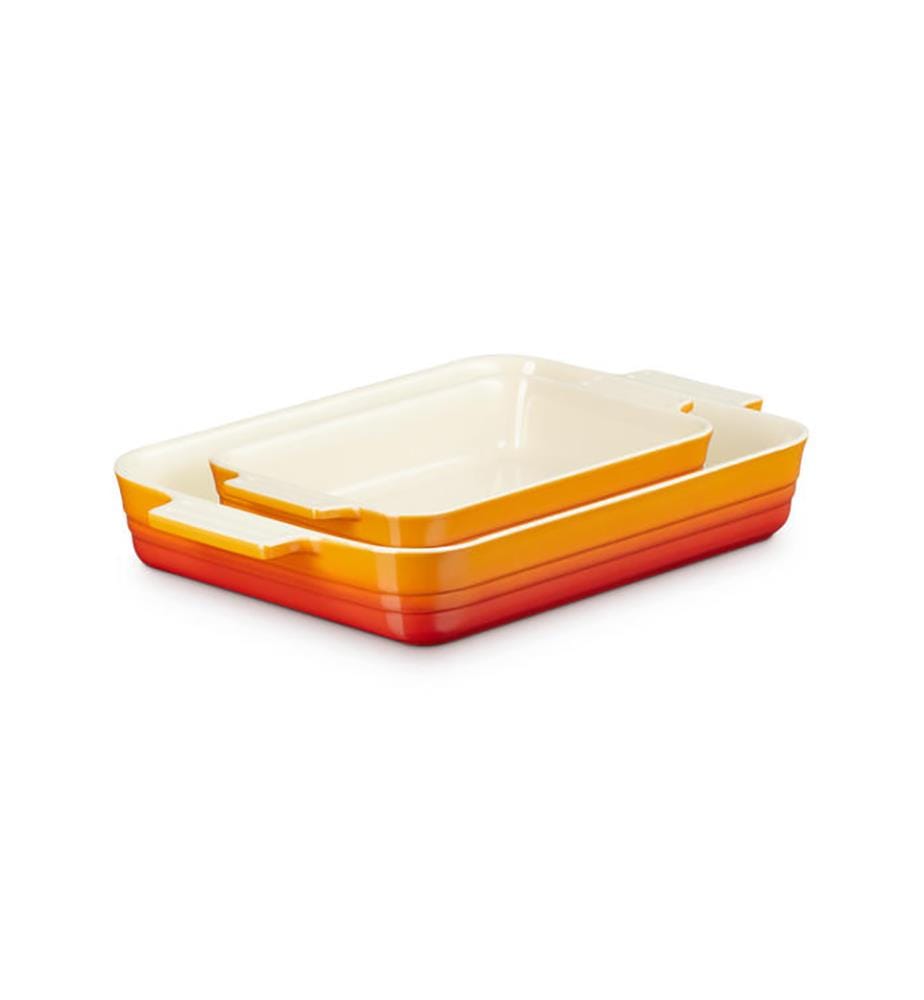 Set de 2 plats Rectangulaires Classique en Céramique 25/32 cm - Rouge