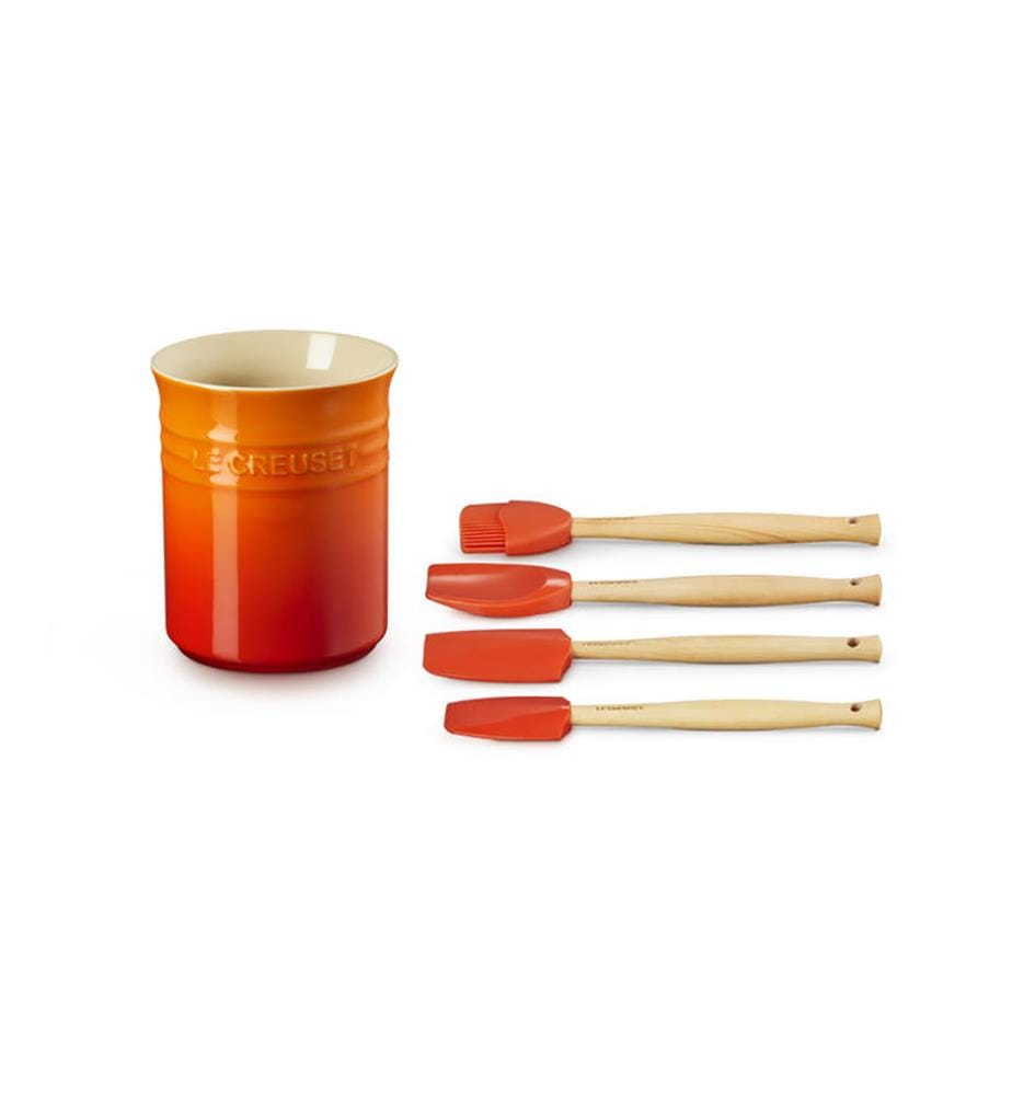 Utensilientopf mit 4 Spateln Kreation - Orange