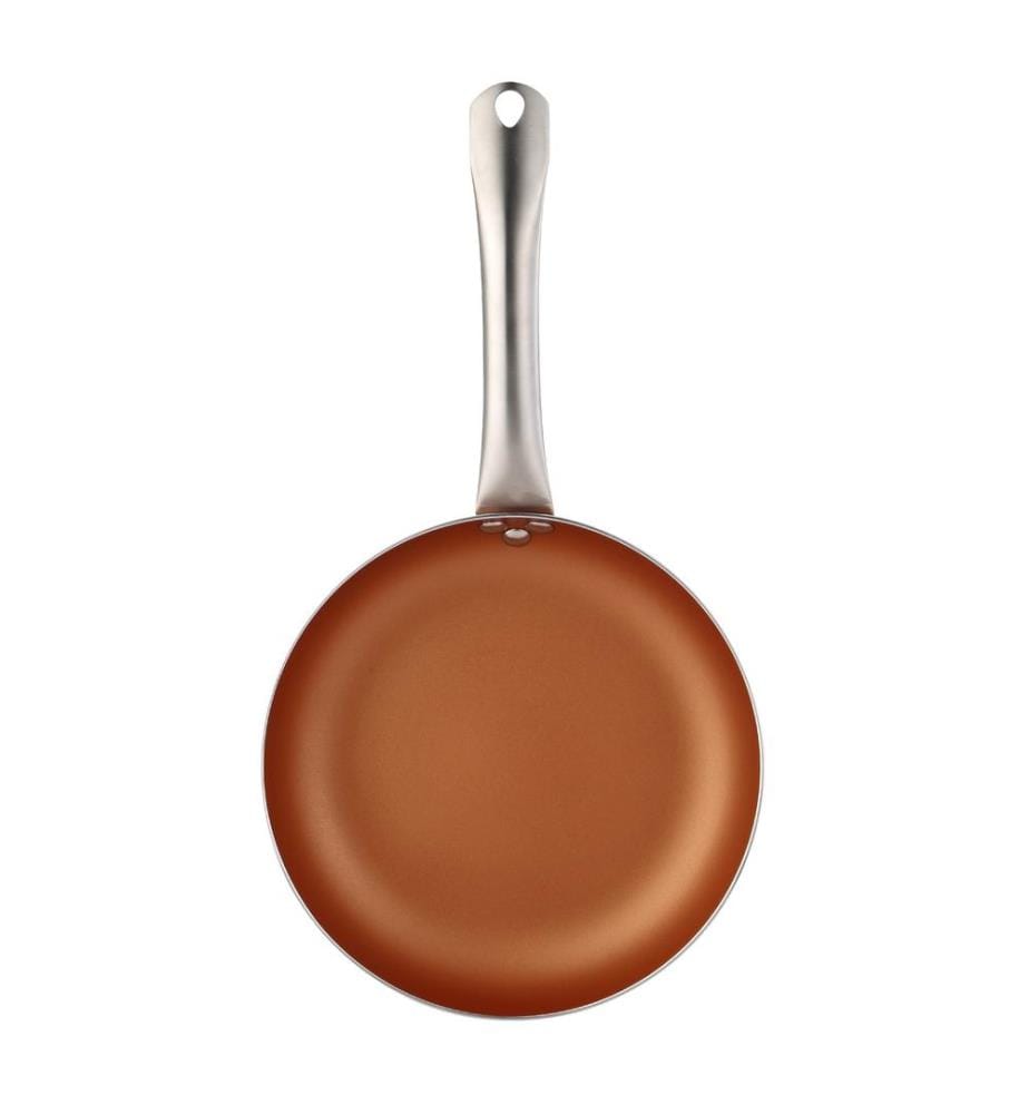 Ensemble de 5 poêles à frire en aluminium pressé (avec couvercles) compatibles induction, accompagné d'un ensemble de 3 ustensiles de cuisine en silicone et bois et d'un ensemble de 4 couteaux en acier inoxydable
