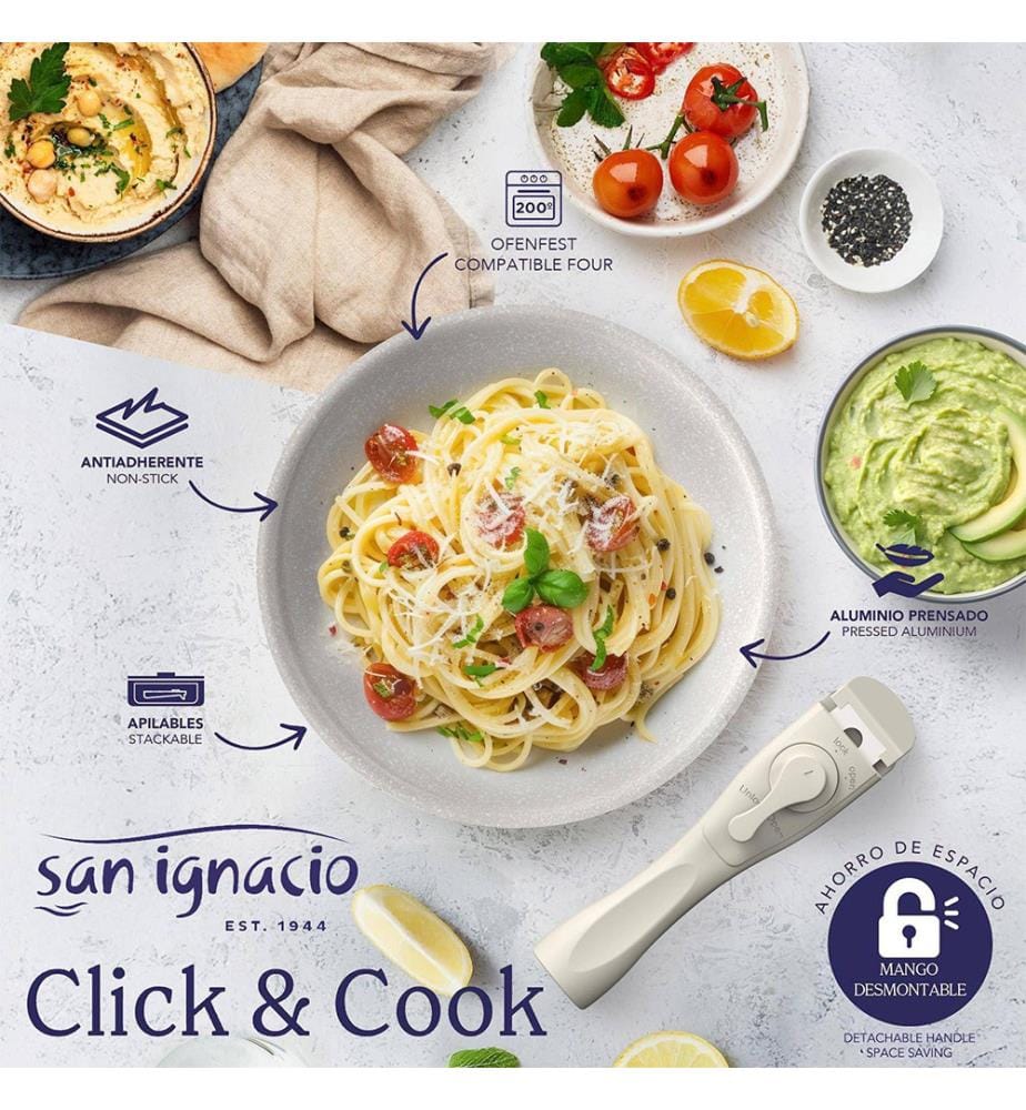 Set di 6 padelle e casseruole Click&Cook - Bianco