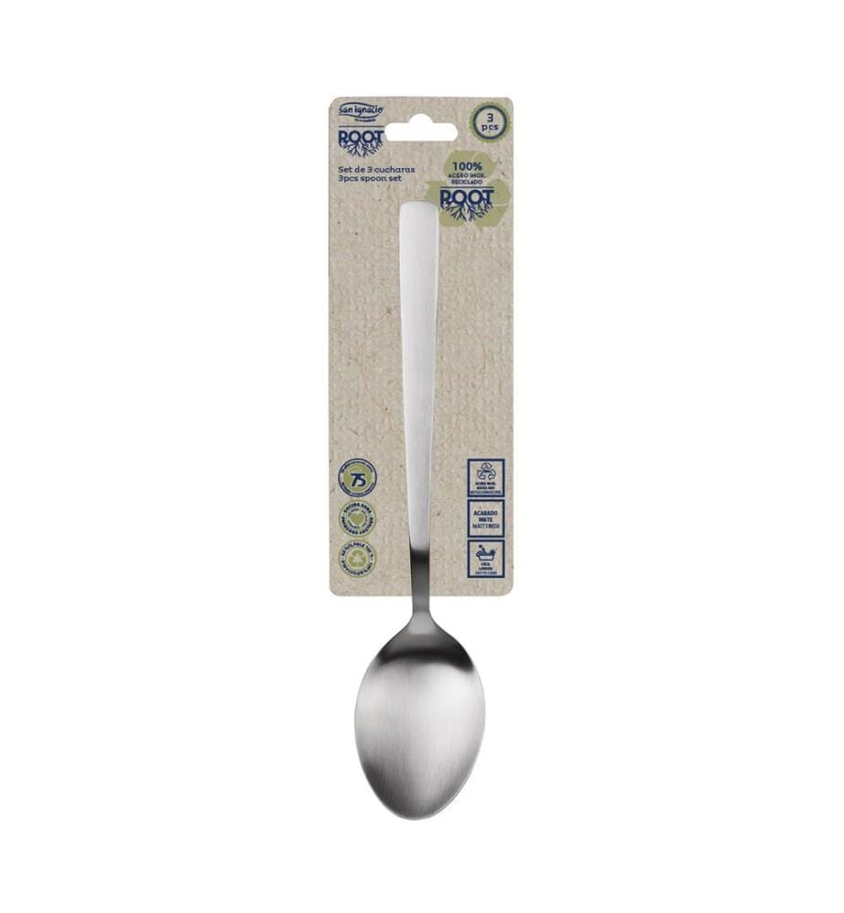 Ensemble de 3 cuillères en acier inoxydable recyclé, finition mate.