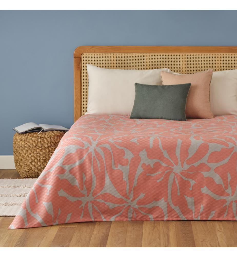 Printed Single Bedspread - Powder Pink