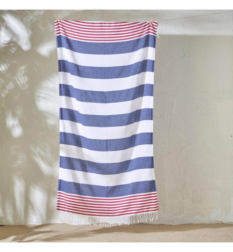 Beach Towel - Red / Navy Blue