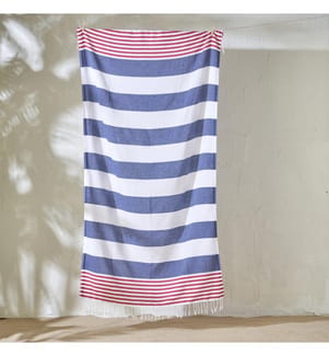 Beach Towel - Red / Navy Blue