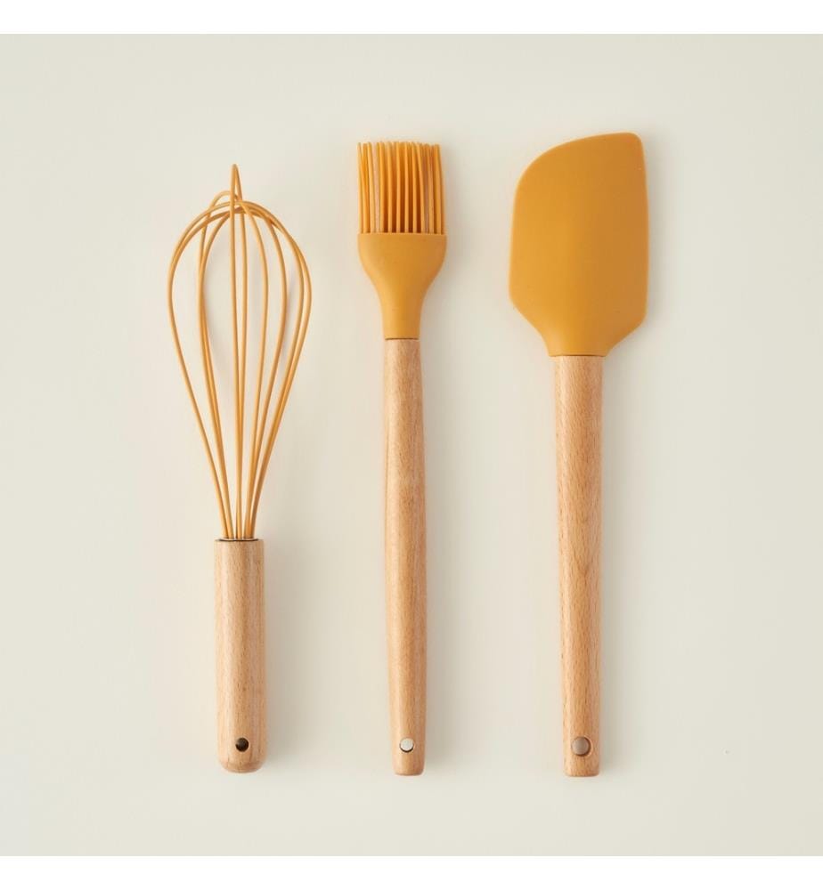 Set of 3 Silicone Food Prep Tools - Mustard