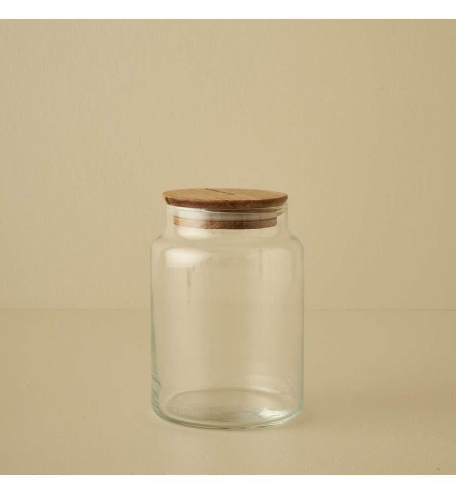 Jar with wooden lid - Natural