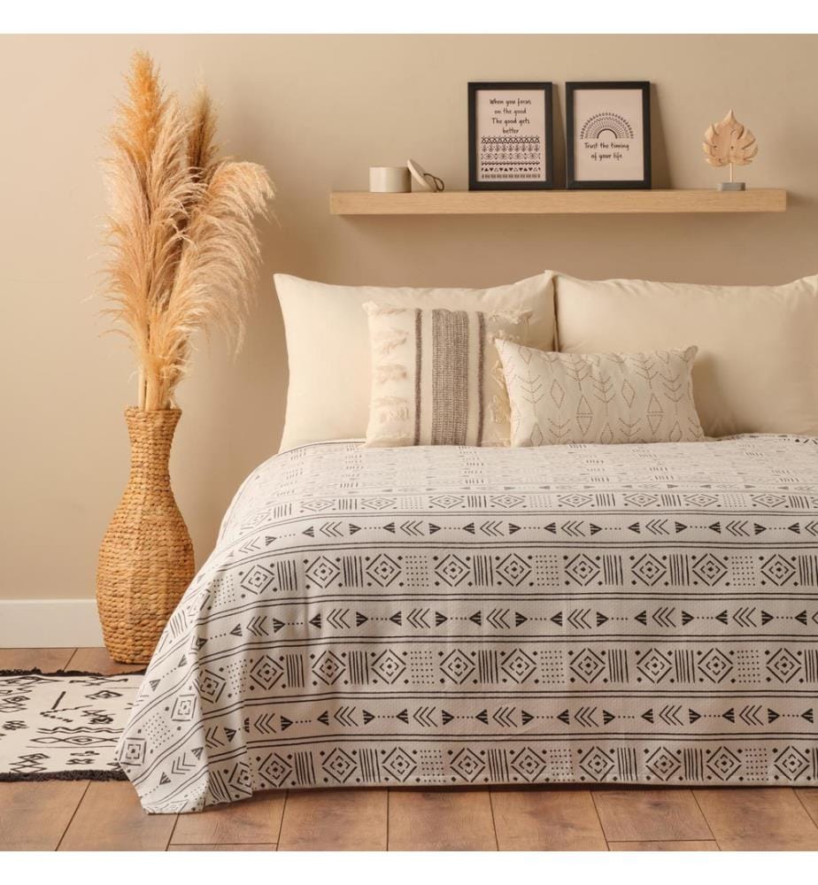 Printed Double Bedspread - Anthracite
