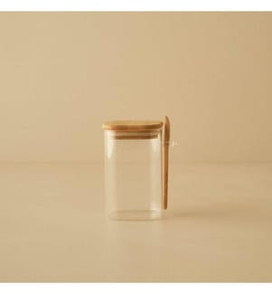 Bamboo Jar with Spoon - Natural