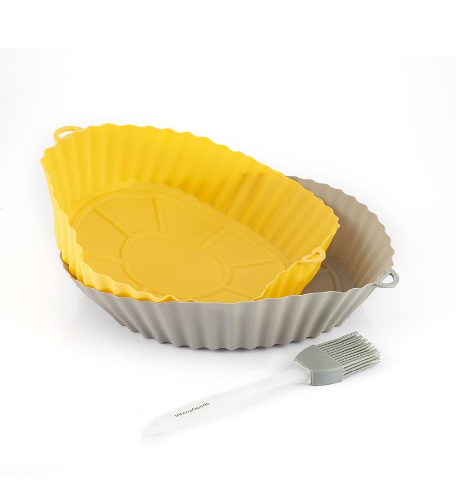 Set of 2 Silicone Baskets for Air Fryers - Gray / Orange