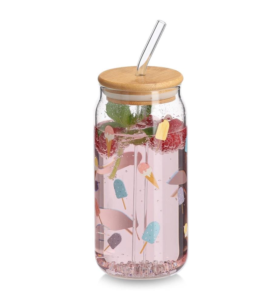 Glass with a bamboo lid