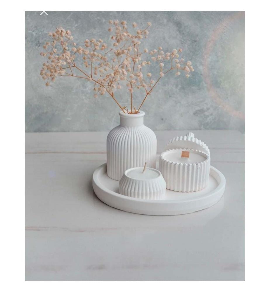 Set of 5 concrete candles - White