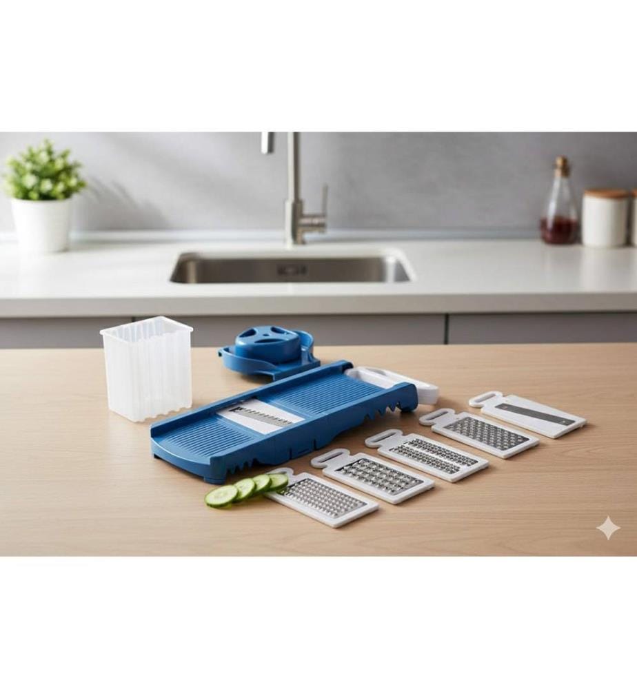 Multifunktionale 6-in-1-Mandoline – Blau