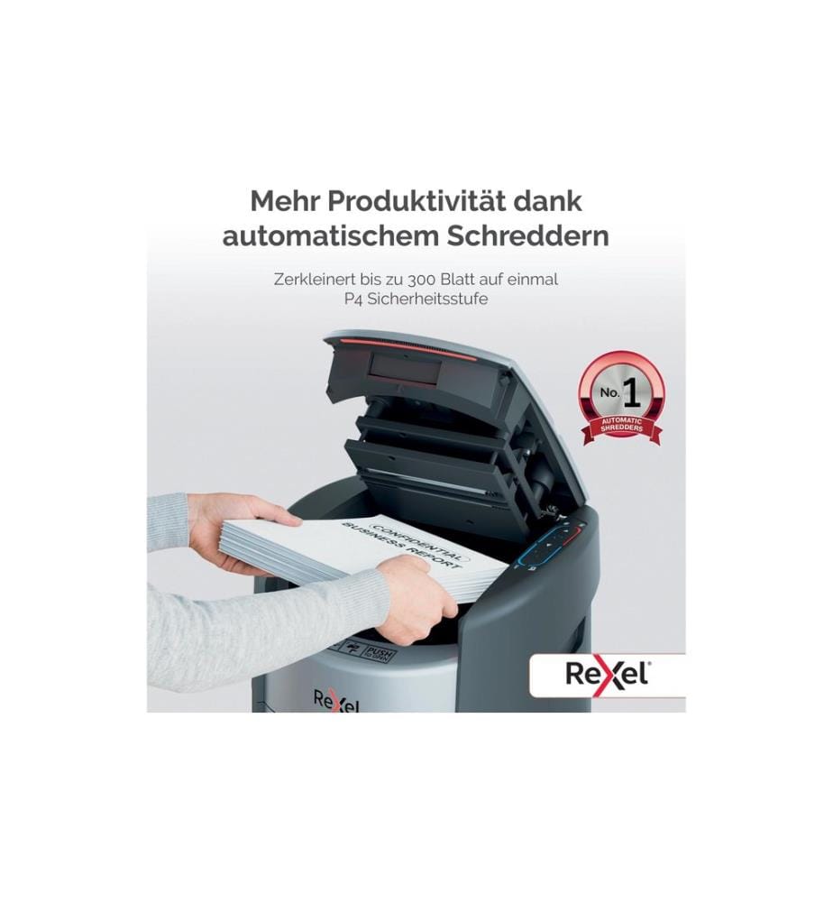 Rexel ShredMax Autofeed+ 300X Aktenvernichter, P-4, 300 Blatt