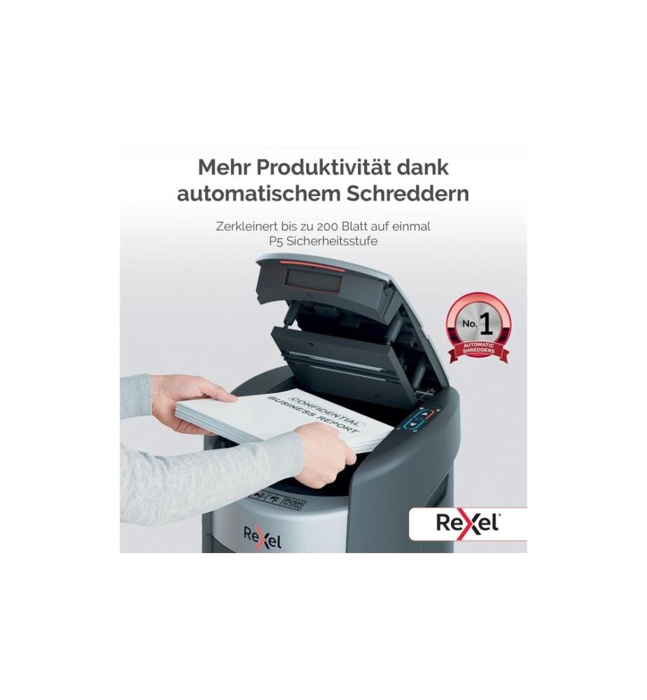 Rexel ShredMax Autofeed+ 200M Aktenvernichter, P-5, 200 Blatt