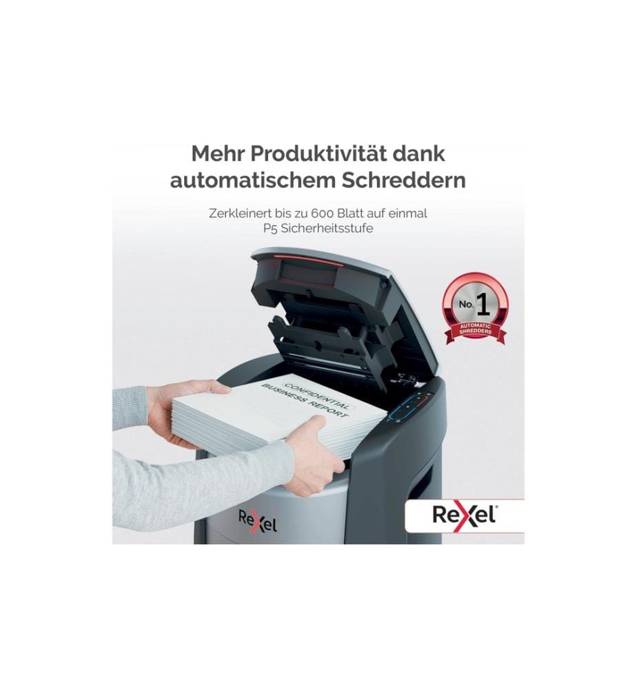 Rexel ShredMax Autofeed+ 600M Aktenvernichter, P-5, 600 Blatt