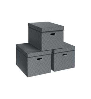 VON Aufbewahrungsbox Gross, 3 Stück, Grau