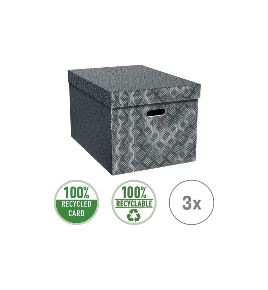 VON Aufbewahrungsbox Gross, 3 Stück, Grau