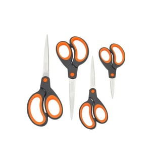 Rapesco Schere Soft Grip Schwarz/Orange, 4 Stück, Edelstahl