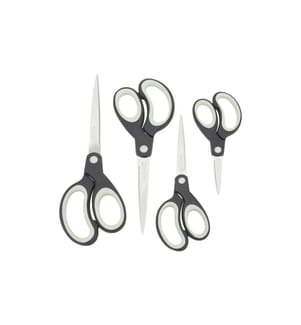Rapesco Schere Soft Grip Schwarz/Grau, 4 Stück, Edelstahl, Universal