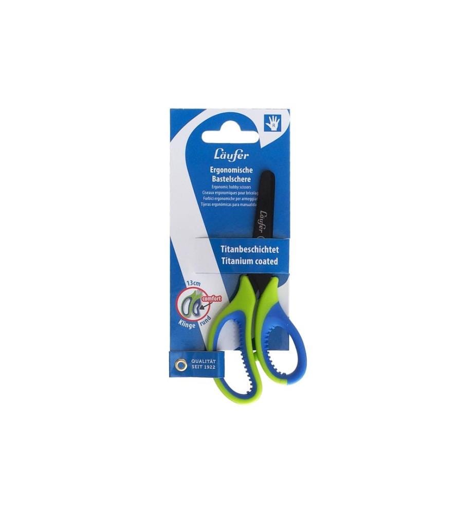 Läufer Kinderschere 13 cm, Edelstahl, Rechtshänder, Grün/Blau