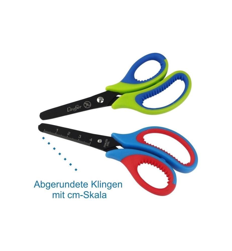 Läufer Kinderschere 13 cm, Edelstahl, Rechtshänder, Blau/Rot