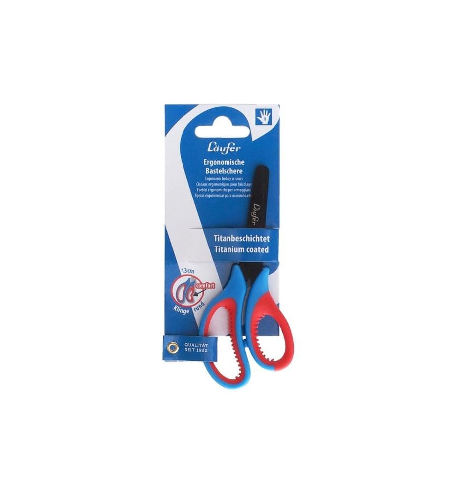 Läufer Kinderschere 13 cm, Edelstahl, Rechtshänder, Blau/Rot