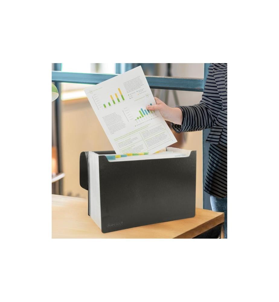 Rapesco Fächermappe Eco GRS A4 Schwarz, Doppelpack, 13-teilig
