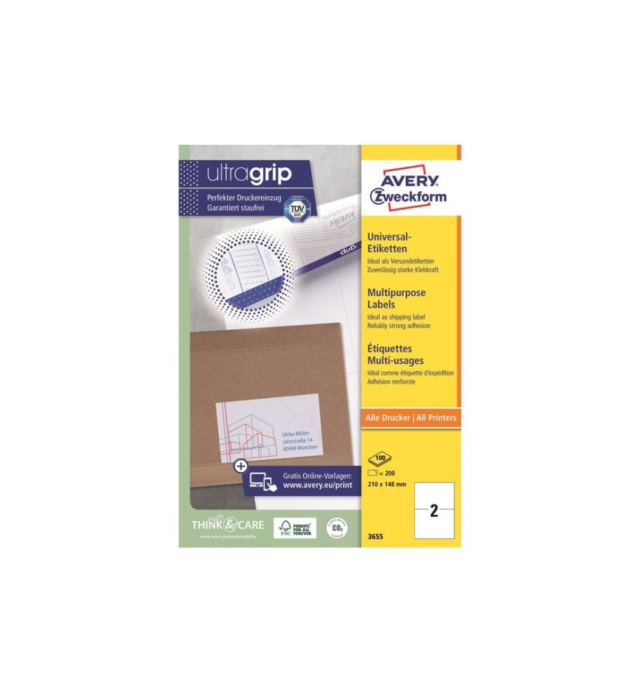 Avery Zweckform Universal-Etiketten 3655 210 x 148 mm, 100 Blatt