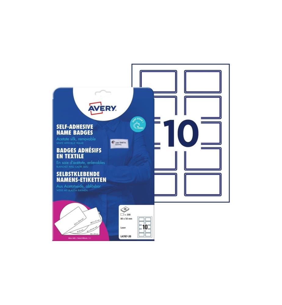 Avery Zweckform Namensetiketten 80 x 50 mm, 20 Blatt