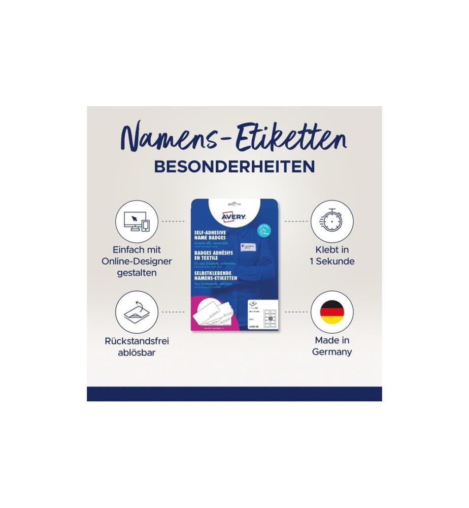 Avery Zweckform Namensetiketten 80 x 50 mm, 20 Blatt