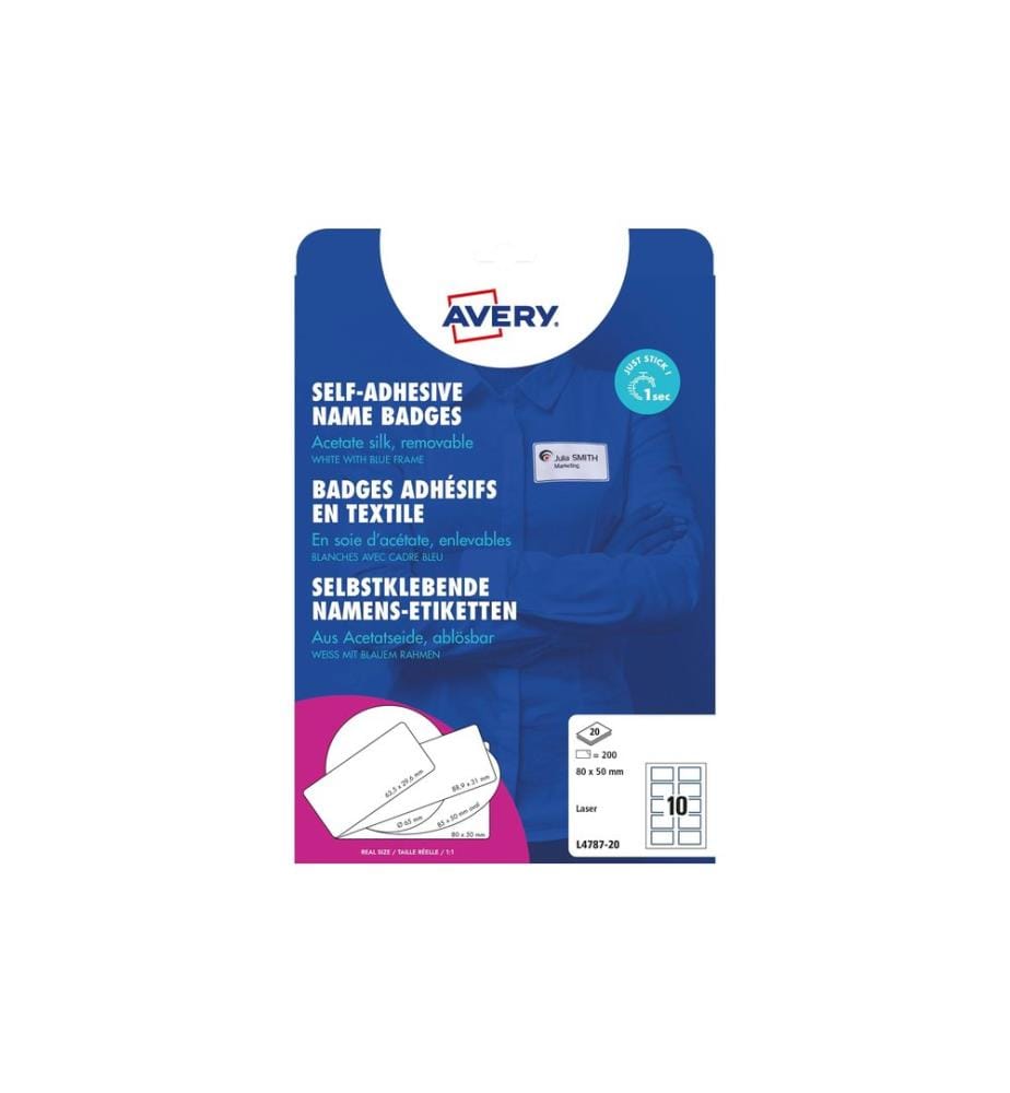 Avery Zweckform Namensetiketten 80 x 50 mm, 20 Blatt
