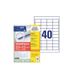 Avery Zweckform Universal-Etiketten 4780-65, 48.5 x 25.4 mm, 65 Blatt
