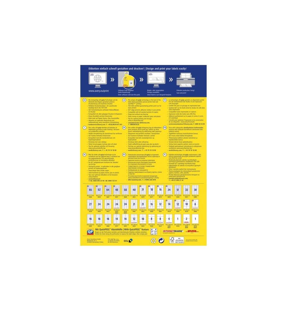 Avery Zweckform Universal-Etiketten 4780-65, 48.5 x 25.4 mm, 65 Blatt