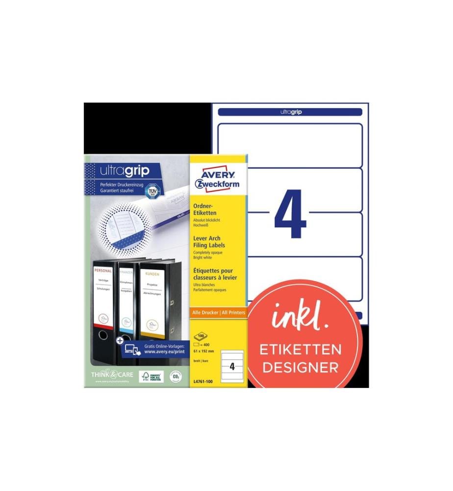 Avery Zweckform Ordneretiketten L4761-100 61 x 192 mm