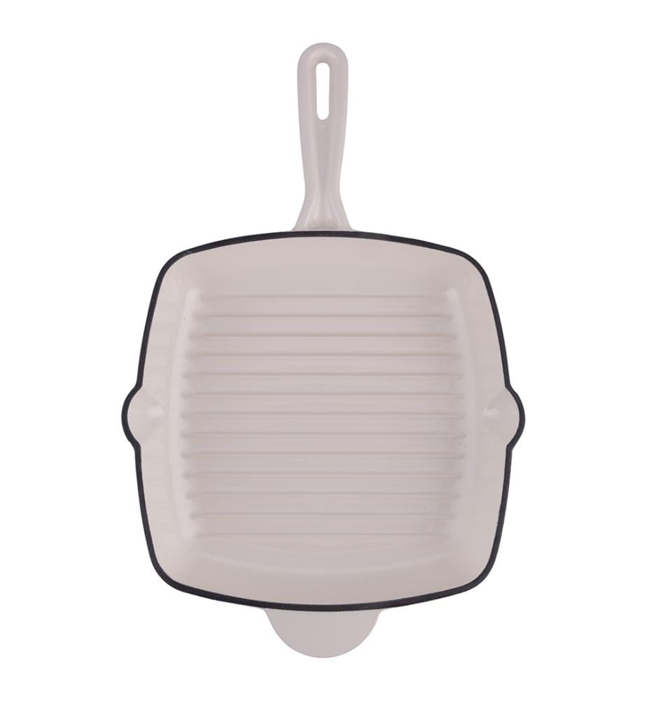 White cast iron grill pan - 27 cm