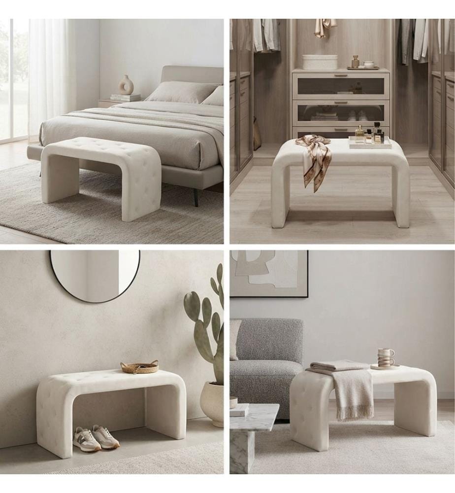 Ivory Bench - 75 x 40 x 46 cm