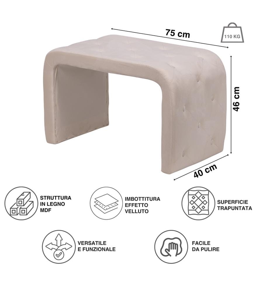 Ivory Bench - 75 x 40 x 46 cm