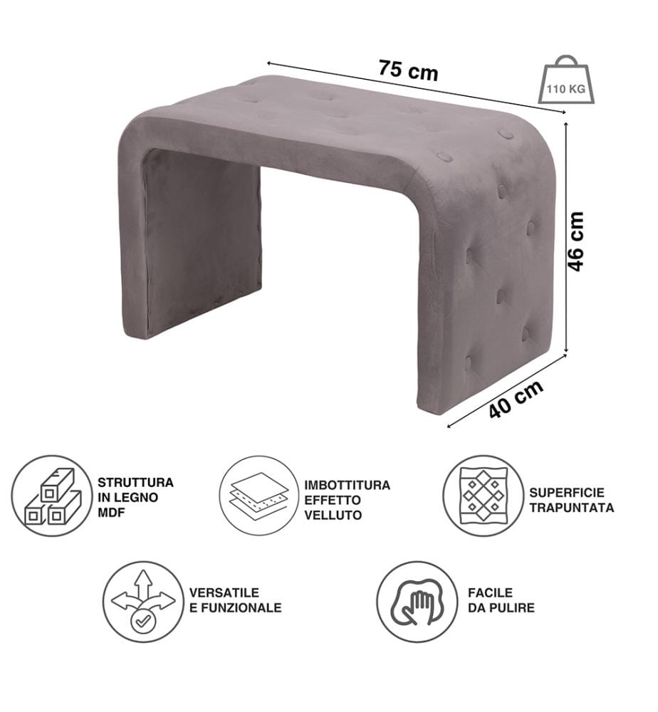 Gray Bench - 75 x 40 x 46 cm