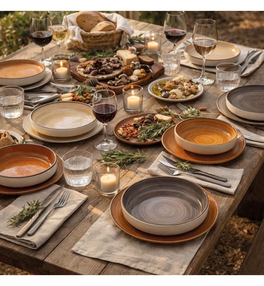 18-Piece Dinnerware Set - Shades of Chocolate Modern
